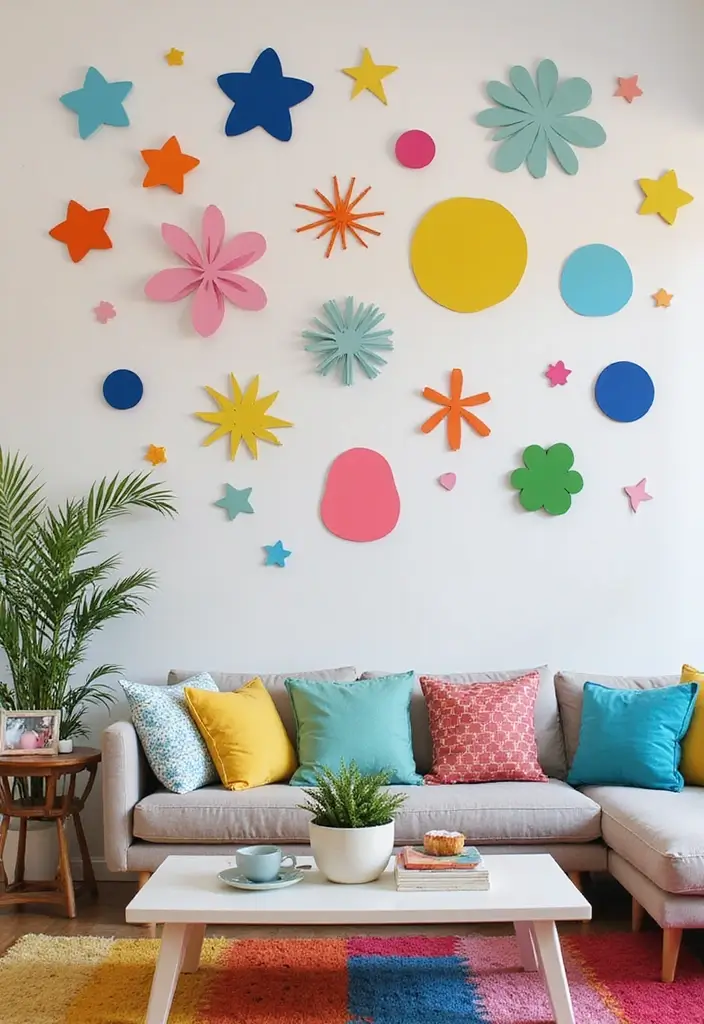 28 Y2K Living Room Ideas That Feel Retro and Fun - 15. Vibrant Wall Decals