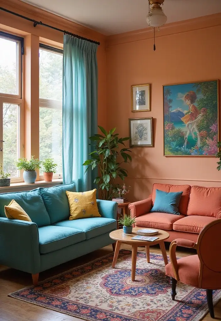 28 Y2K Living Room Ideas That Feel Retro and Fun - 20. Nostalgic Color Palette