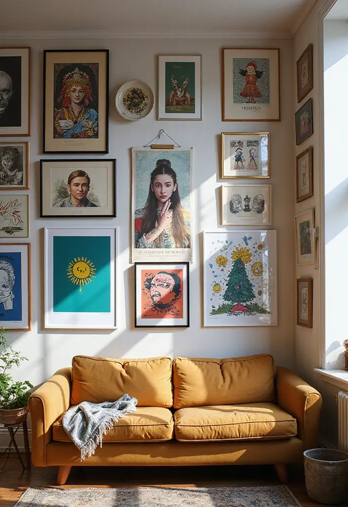 28 Y2K Living Room Ideas That Feel Retro and Fun - 3. Funky Wall Art