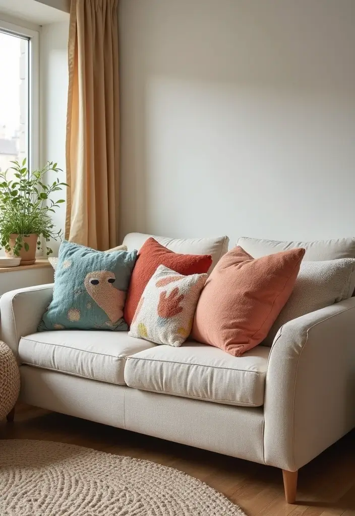 28 Y2K Living Room Ideas That Feel Retro and Fun - 5. Quirky Throw Pillows