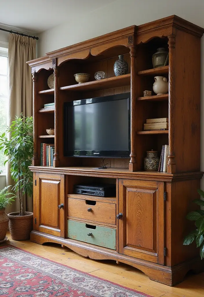 28 Y2K Living Room Ideas That Feel Retro and Fun - 6. Vintage Entertainment Centers