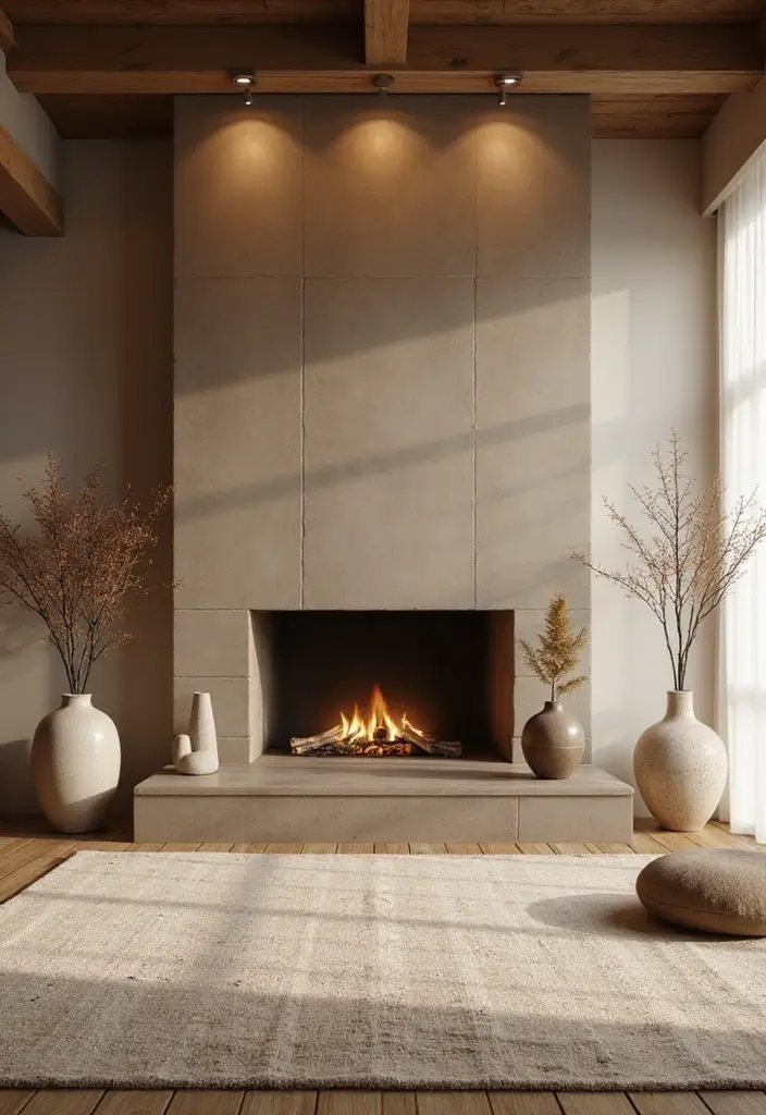 29 Brown Fireplace Living Room Ideas That Add Warmth and Character - 14. Zen Retreat