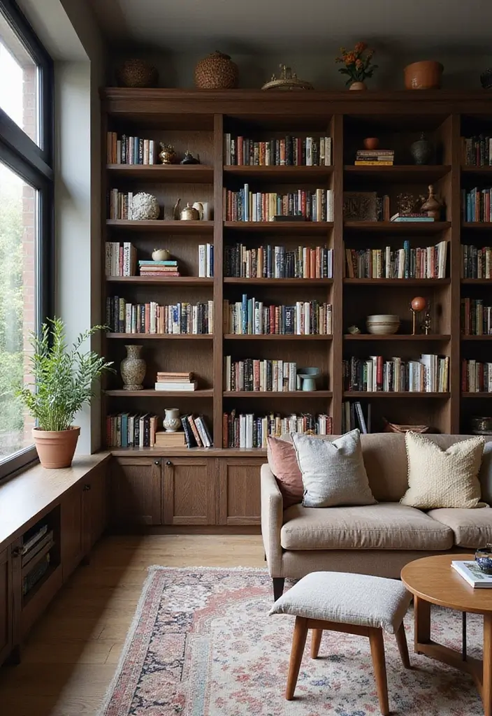 29 Couples Living Room Ideas That Feel Romantic and Stylish - 15. Built-in Bookcases