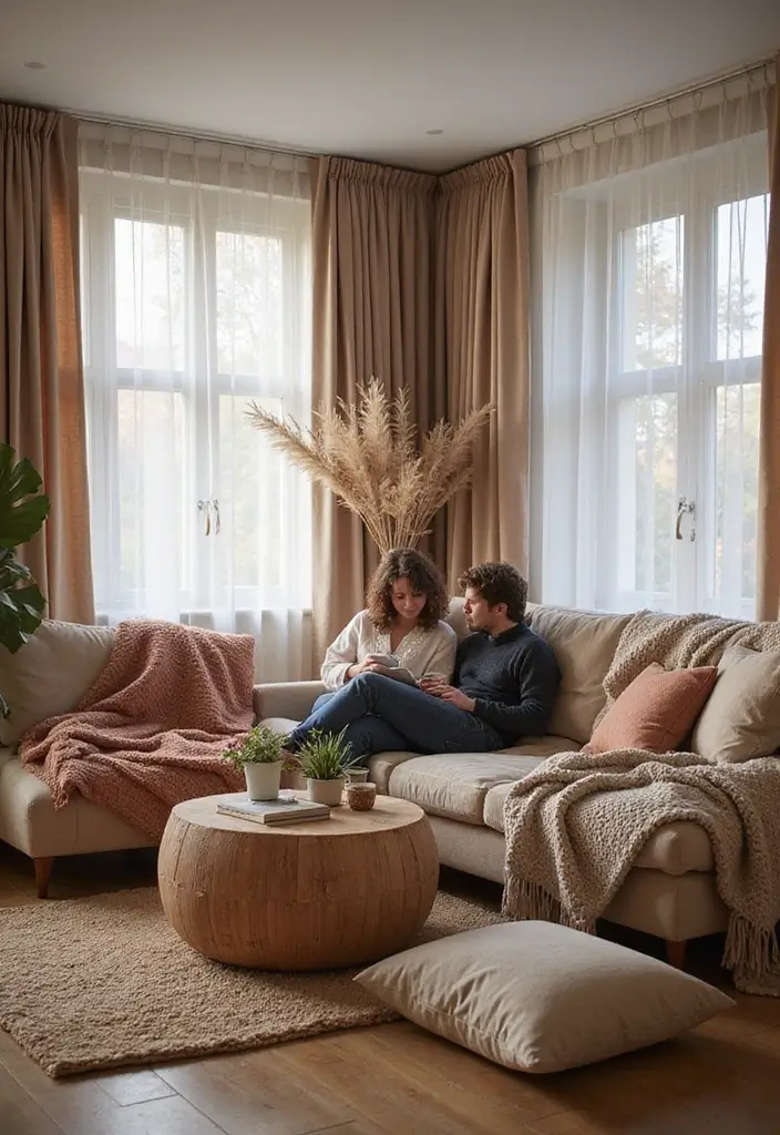 29 Couples Living Room Ideas That Feel Romantic and Stylish - 2. Cozy Textured Fabrics