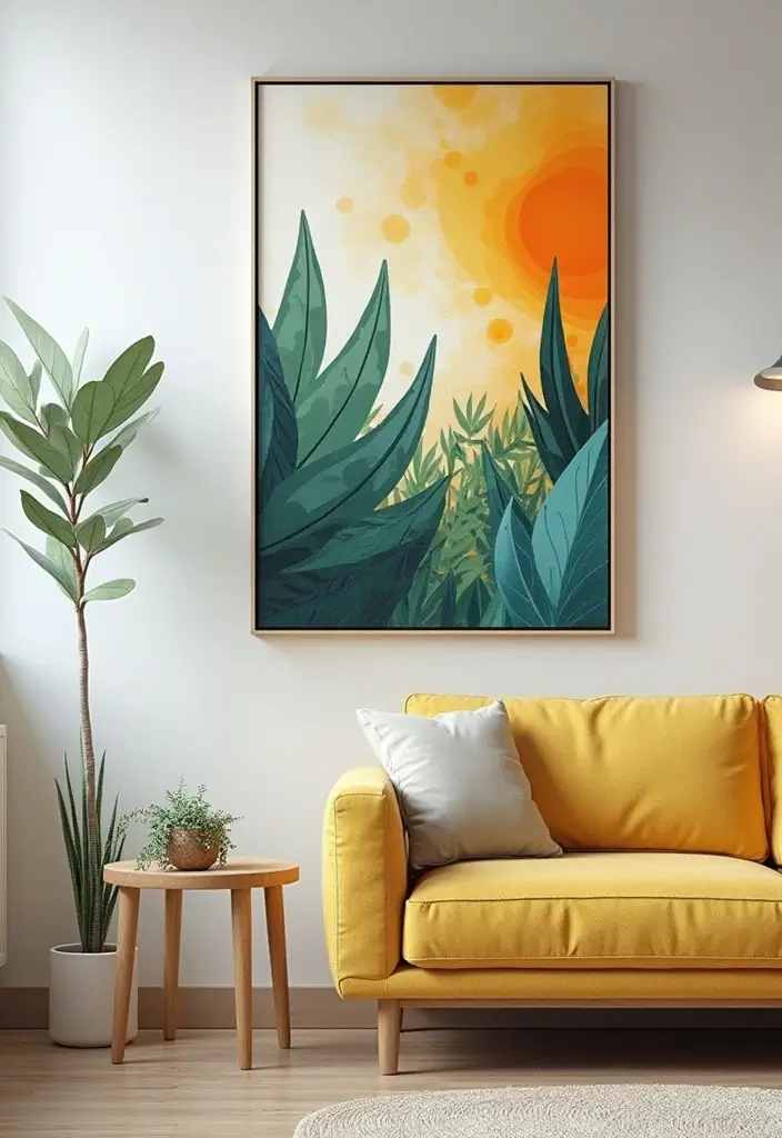 29 Decorate Living Room Wall Ideas That Transform the Space - 1. Eco-Friendly Canvas Art