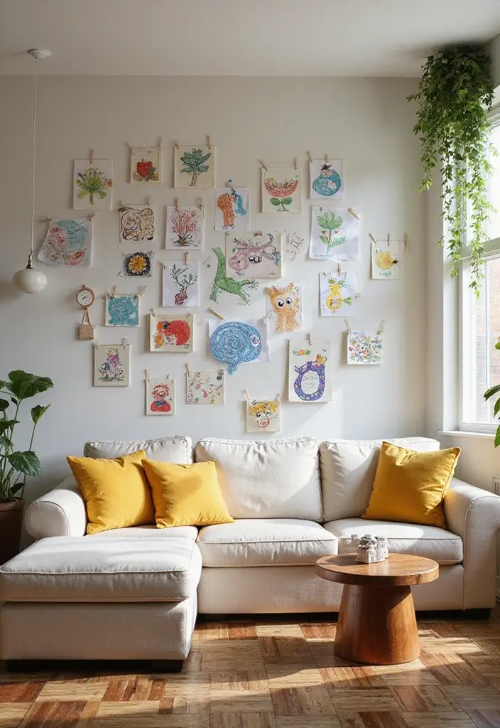 29 Decorate Living Room Wall Ideas That Transform the Space - 28. Interactive Wall Art