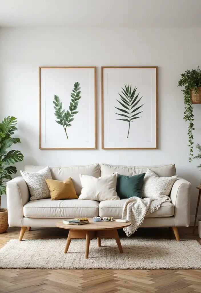29 Decorate Living Room Wall Ideas That Transform the Space - 29. DIY Nature Prints