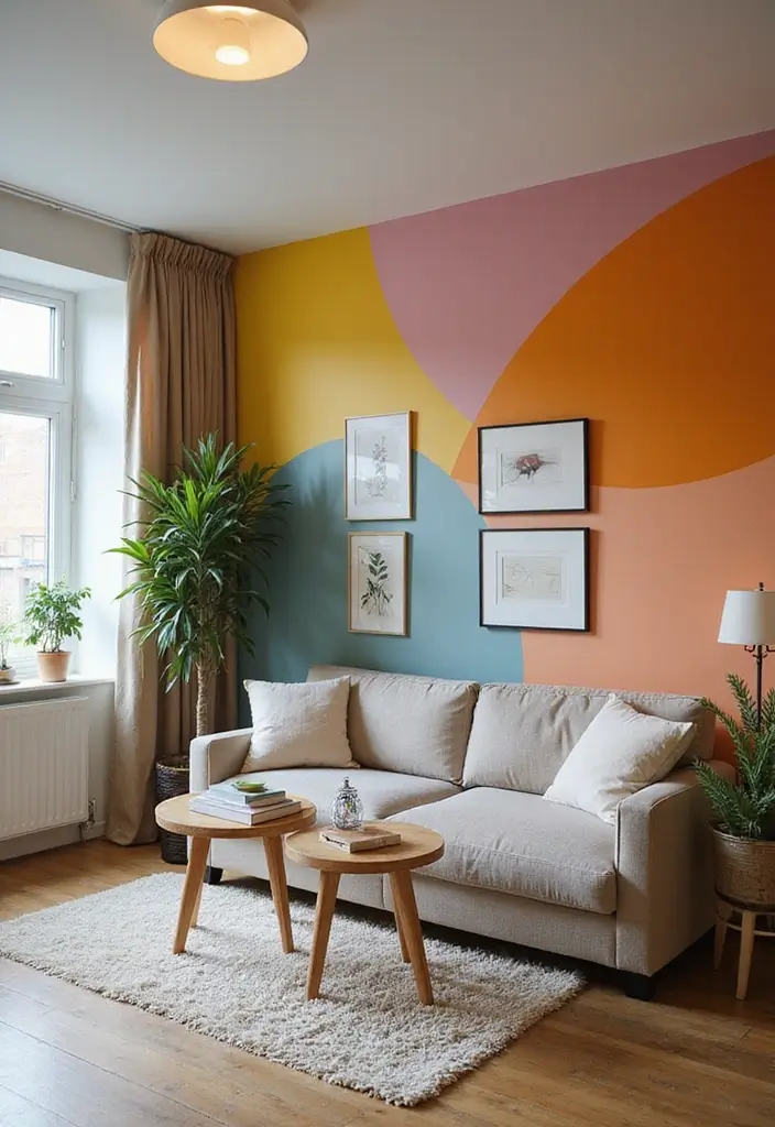 29 Living Room Bright Ideas That Feel Airy and Refreshing - 13. Choose a Colorful Accent Wall