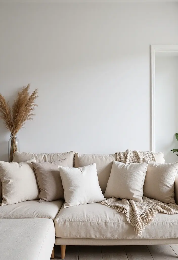 29 Living Room Bright Ideas That Feel Airy and Refreshing - 6. Choose Light Textiles