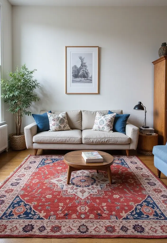 29 Living Room Open Concept Ideas That Feel Connected and Modern - 16. Statement Rugs