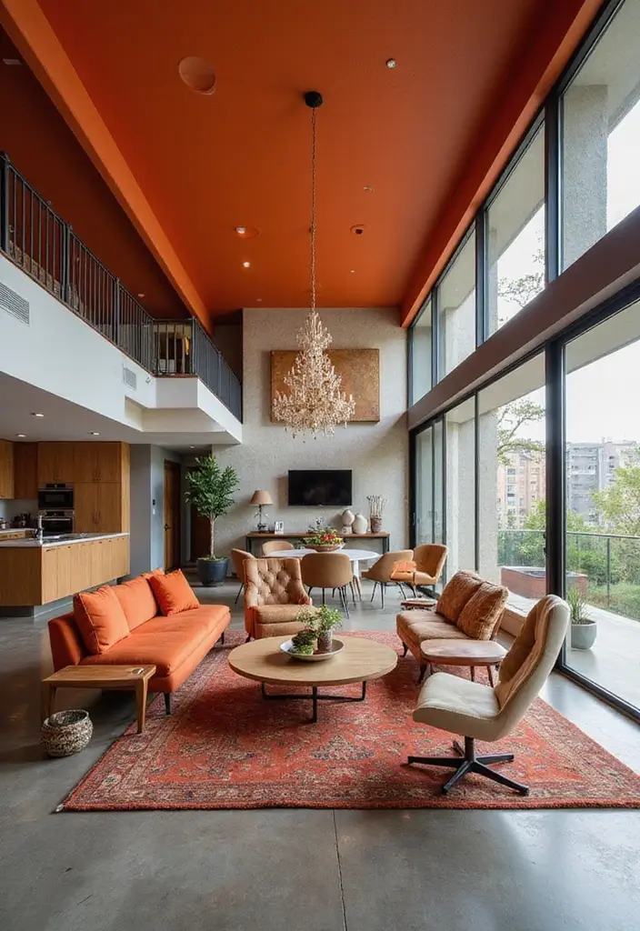 29 Living Room Open Concept Ideas That Feel Connected and Modern - 19. Bold Ceilings