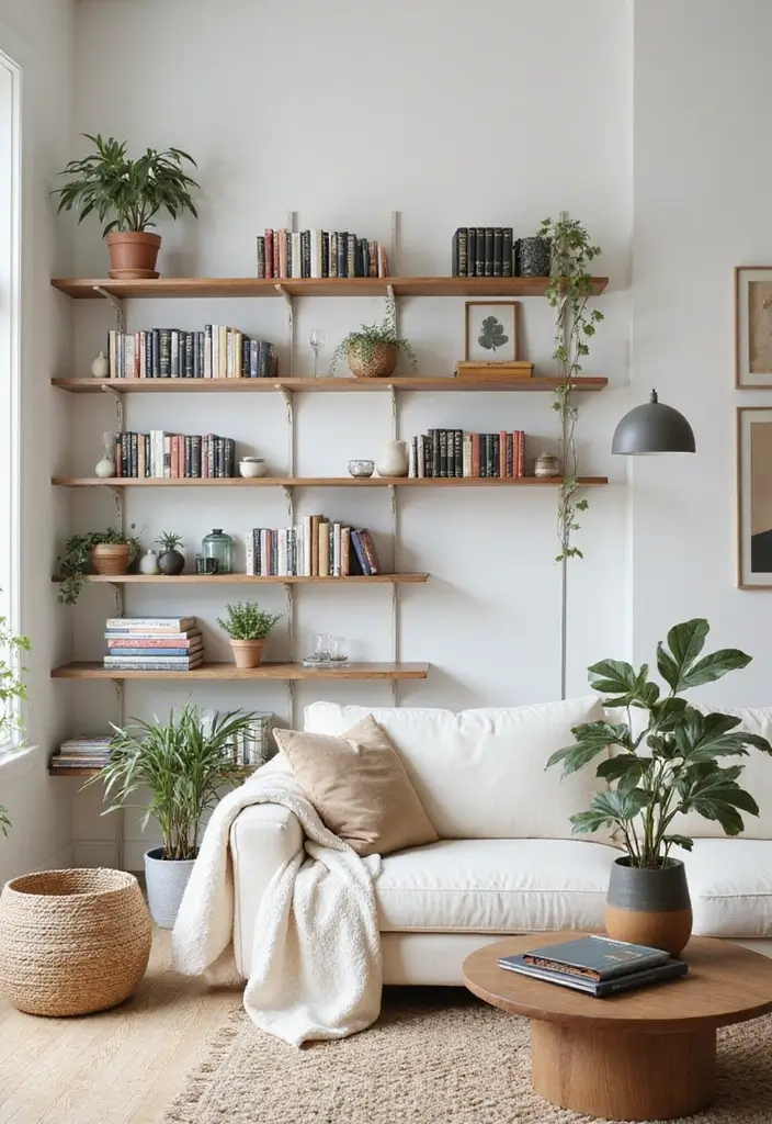 29 Living Room Open Concept Ideas That Feel Connected and Modern - 3. Connect with Open Shelving