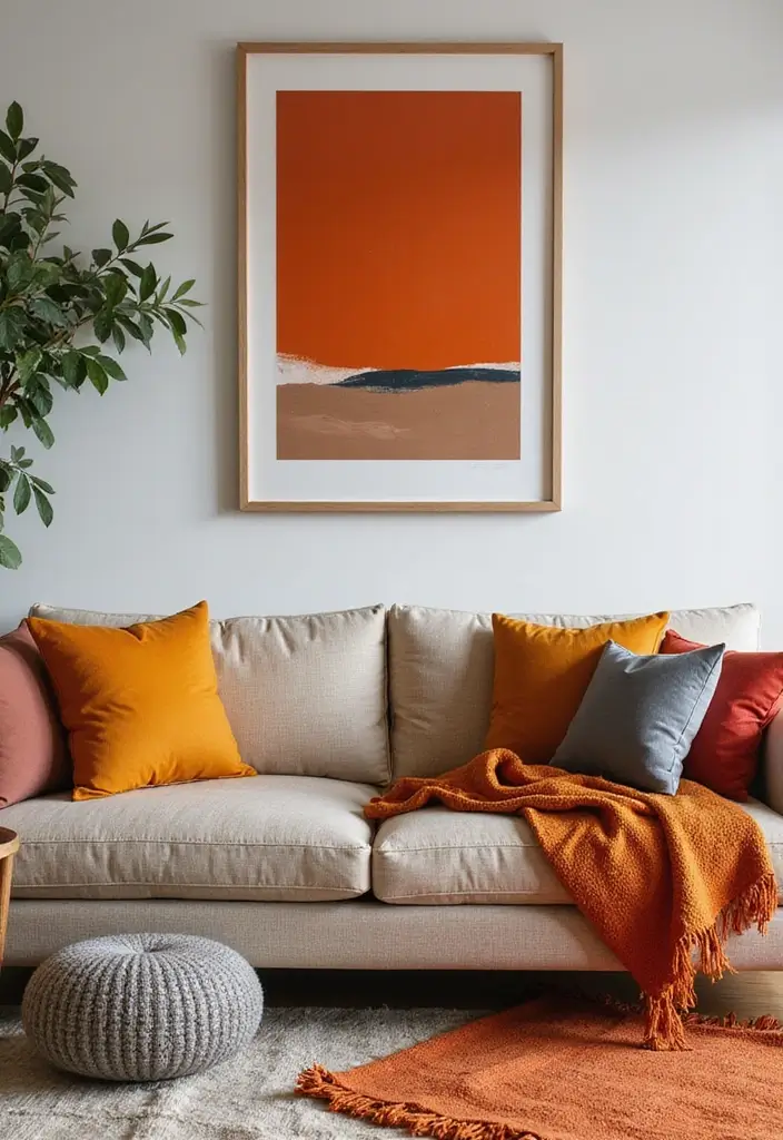 29 Living Room Open Concept Ideas That Feel Connected and Modern - 6. Bold Accent Colors