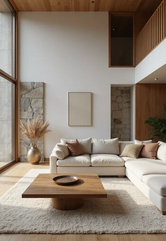 29 Living Room Open Concept Ideas That Feel Connected and Modern - 8. Use of Natural Materials