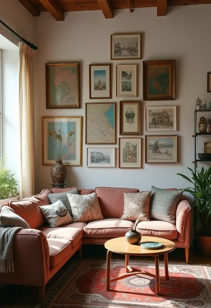 29 Living Room Photoshoot Ideas That Capture Cozy Vibes - 10. Personal Touches with Travel Souvenirs