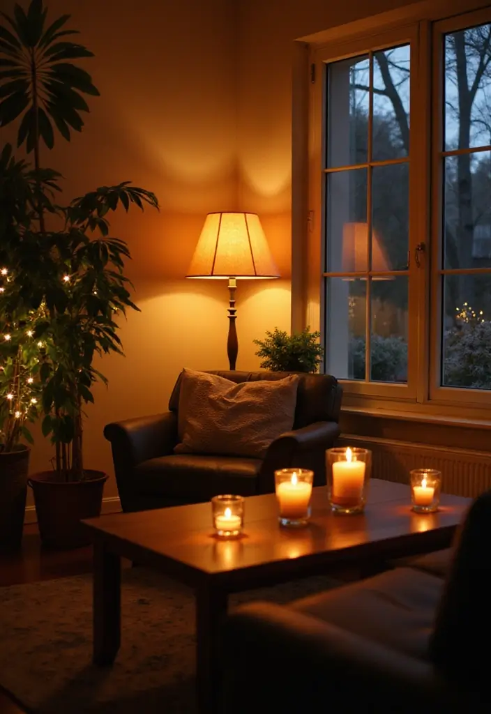 29 Living Room Photoshoot Ideas That Capture Cozy Vibes - 4. Cozy Lighting for Ambiance