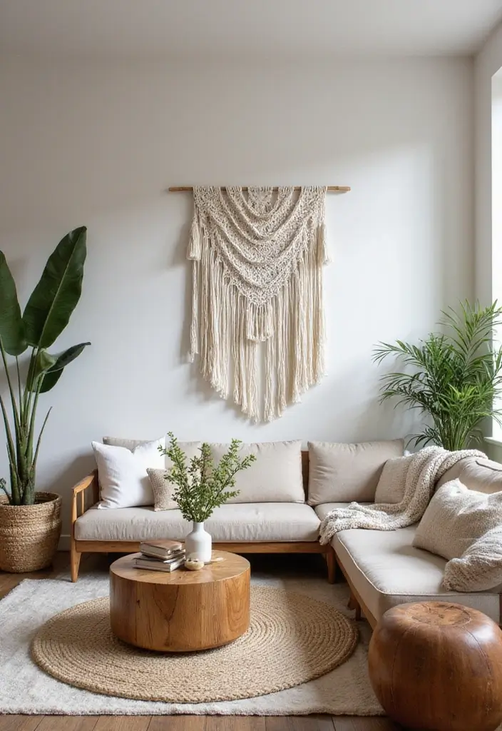 29 Living Room Side Wall Decor Ideas That Add Depth and Charm - 12. Macramé Wall Decor