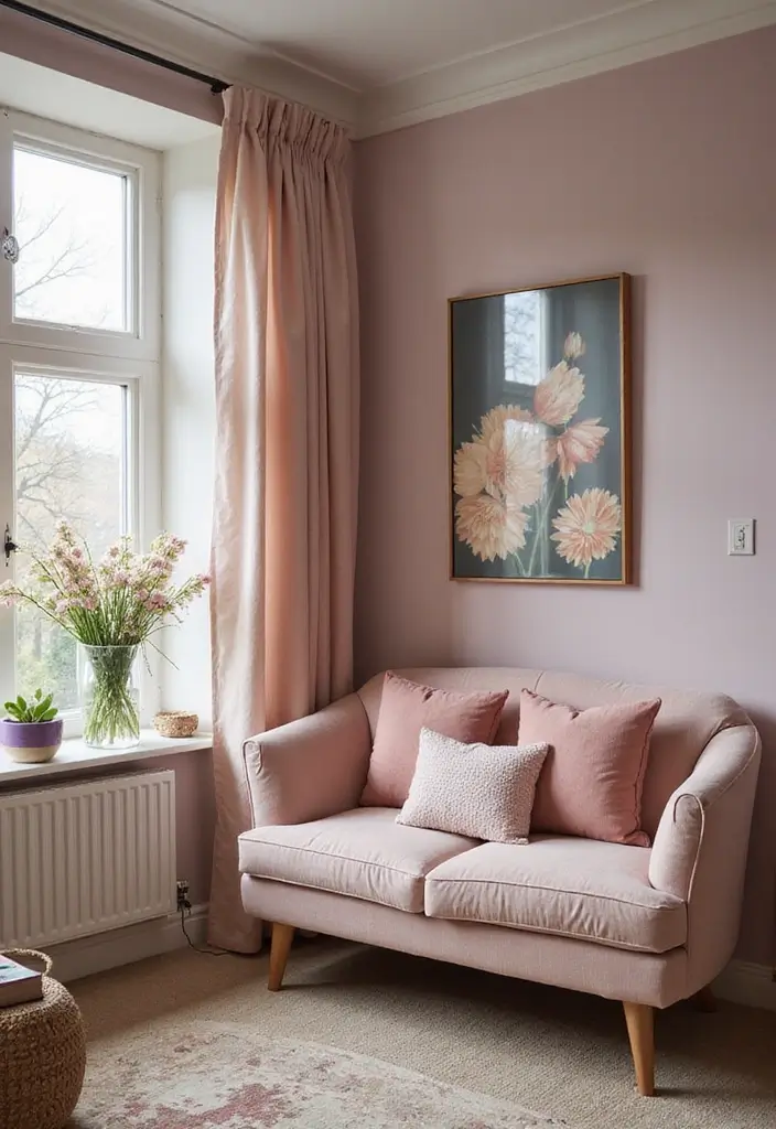 29 Mauve Living Room Ideas That Feel Soft and Sophisticated - 14. Seasonal Decor Changes