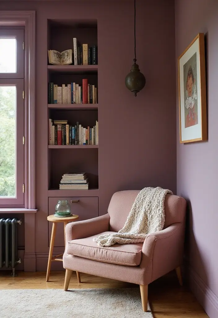 29 Mauve Living Room Ideas That Feel Soft and Sophisticated - 8. Cozy Corner Nooks