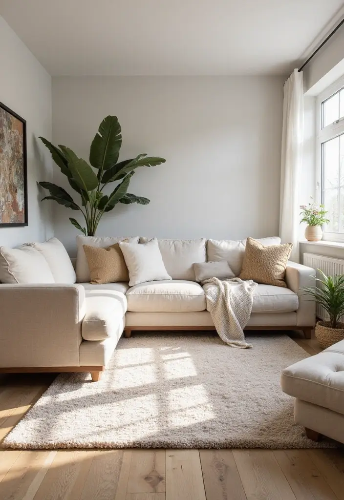 29 Neutral Living Room Ideas That Feel Warm and Balanced - 11. Soft Area Rugs