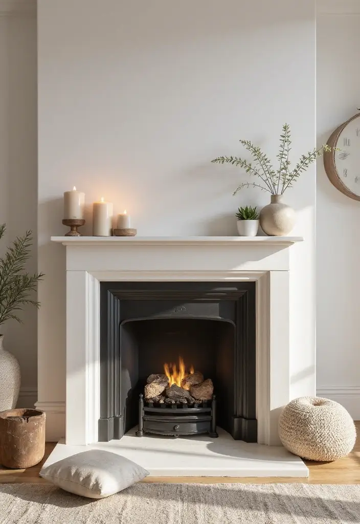 29 Neutral Living Room Ideas That Feel Warm and Balanced - 12. Neutral Fireplace Accents