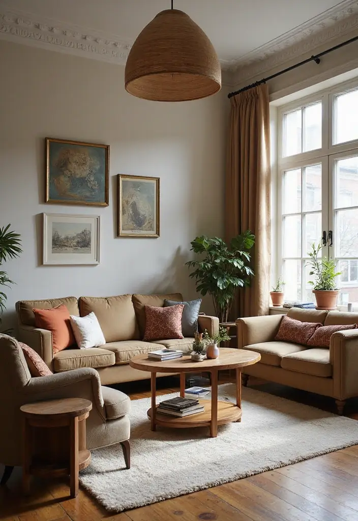 29 Neutral Living Room Ideas That Feel Warm and Balanced - 20. Combine Old and New