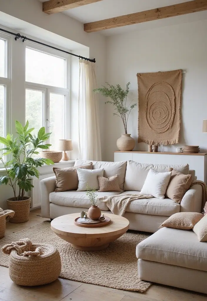 29 Neutral Living Room Ideas That Feel Warm and Balanced - 24. Incorporate Local Artisans’ Work