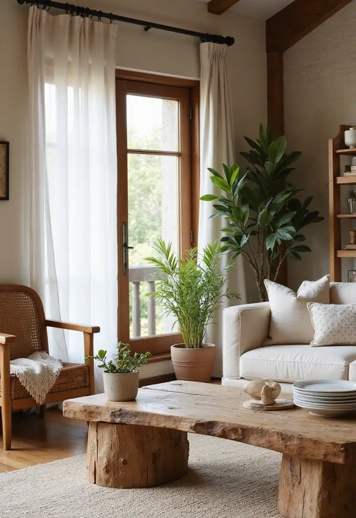 29 Neutral Living Room Ideas That Feel Warm and Balanced - 3. Natural Materials Showcase