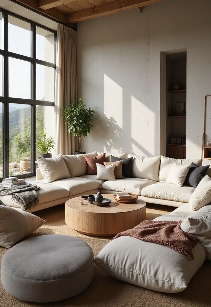 29 Neutral Living Room Ideas That Feel Warm and Balanced - 9. Relaxed Seating Arrangements