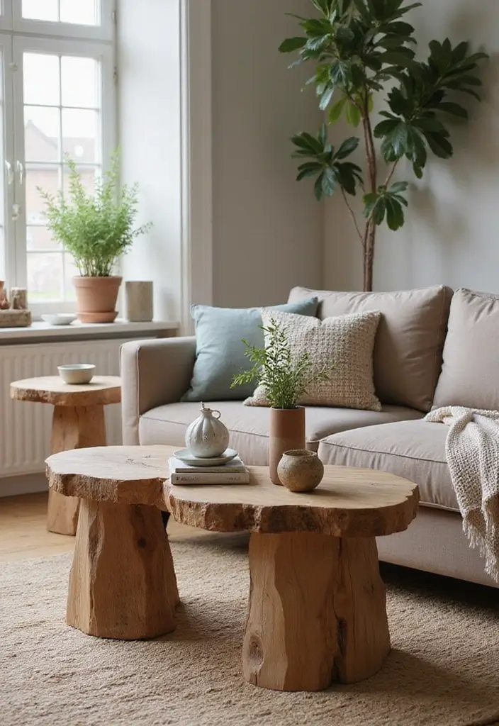 29 Oak Living Room Ideas That Feel Natural and Warm - 15. Stylish Side Tables