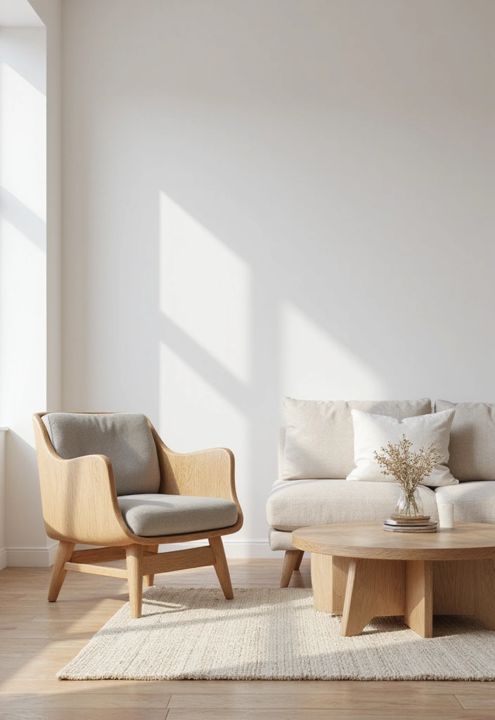 29 Oak Living Room Ideas That Feel Natural and Warm - 18. Opt for a Minimalist Approach