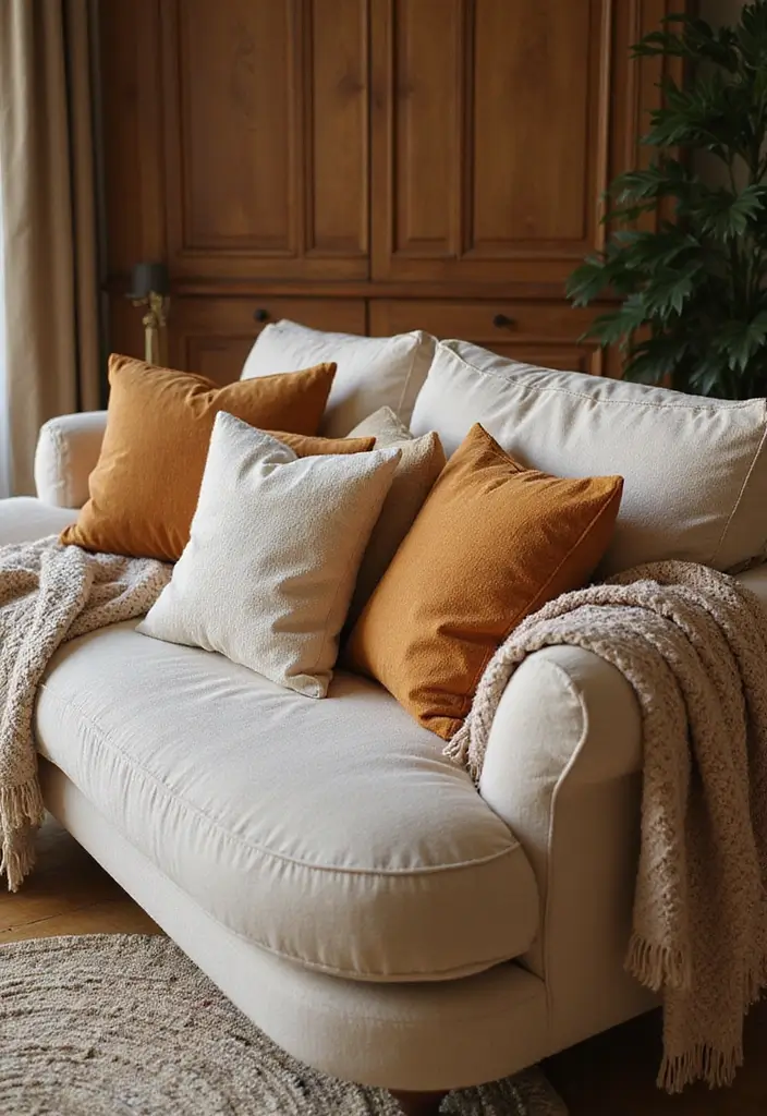 29 Oak Living Room Ideas That Feel Natural and Warm - 2. Cozy Up with a Statement Sofa