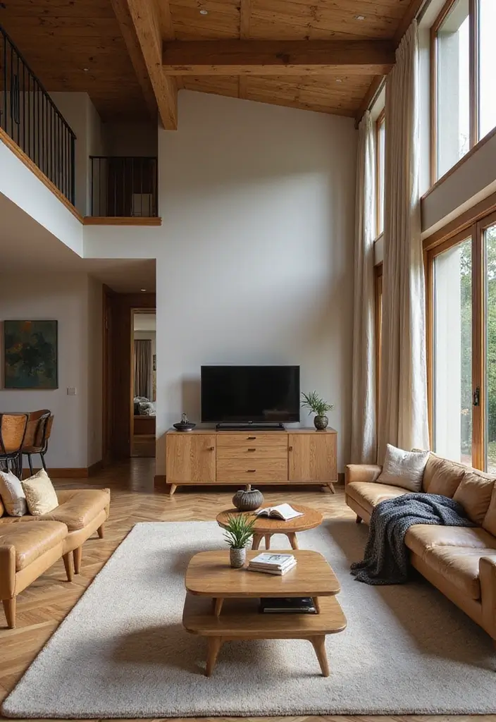 29 Oak Living Room Ideas That Feel Natural and Warm - 20. Create Zones for Activities