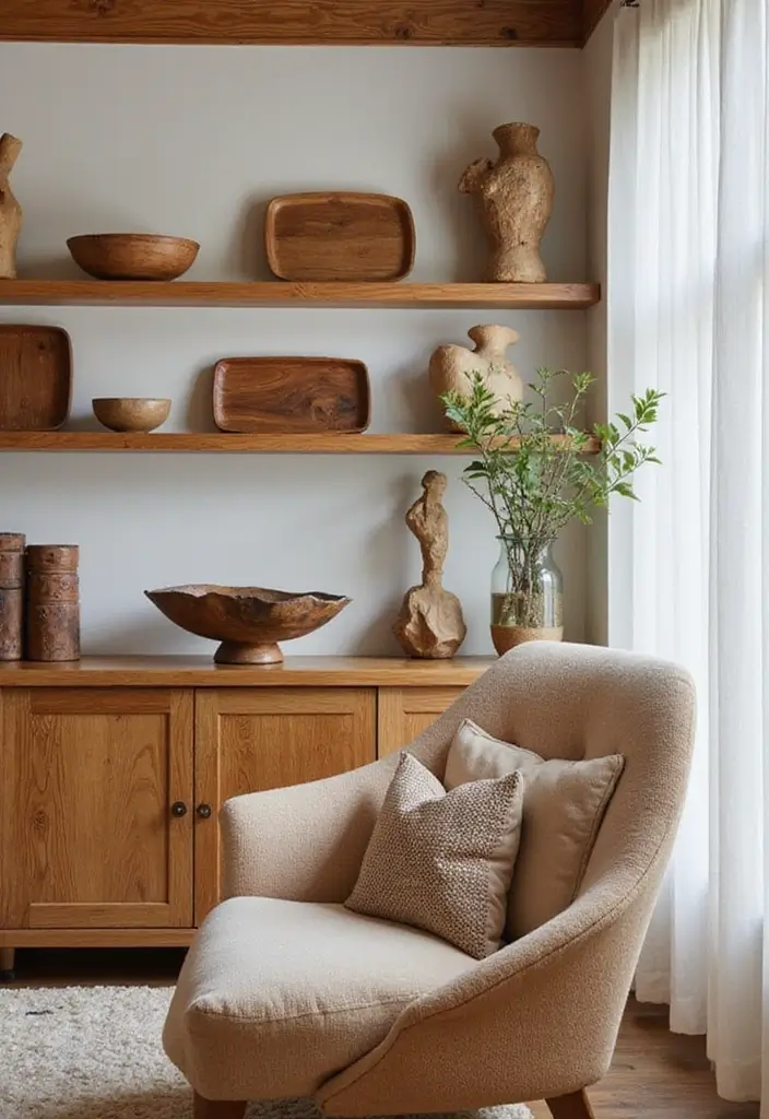 29 Oak Living Room Ideas That Feel Natural and Warm - 5. Incorporate Natural Wood Accents