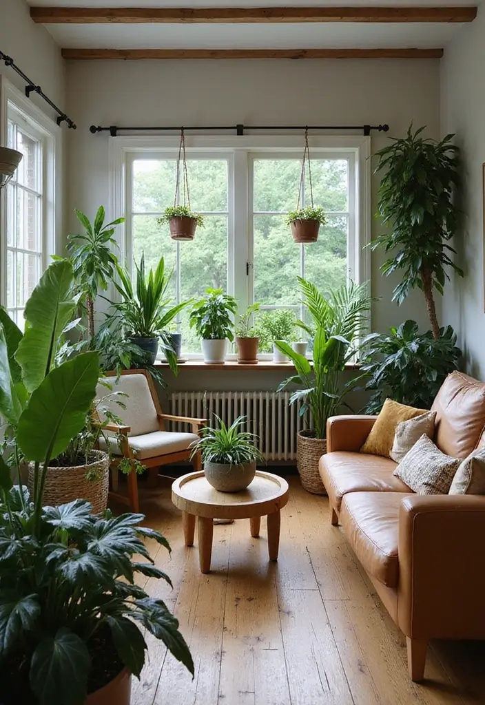 29 Oak Living Room Ideas That Feel Natural and Warm - 7. Add Plants for Life