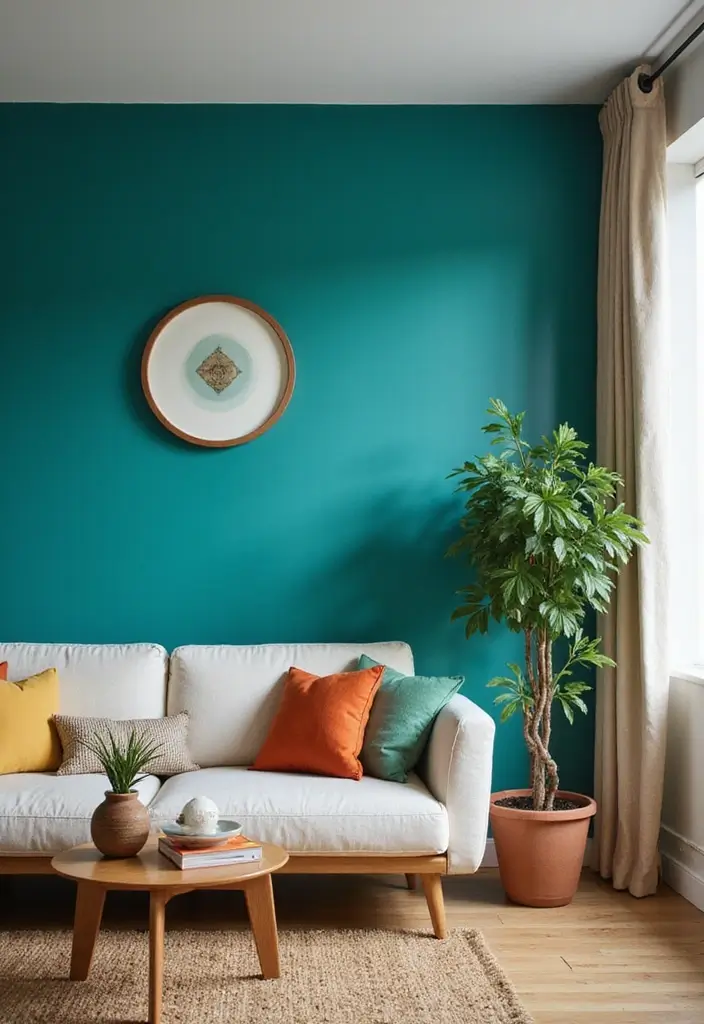 29 Retro Living Room Ideas That Bring Back Vintage Charm - 1. Bold Accent Walls