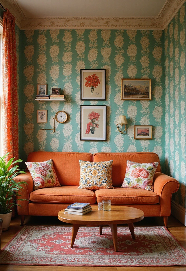 29 Retro Living Room Ideas That Bring Back Vintage Charm - 24. Incorporating Retro Patterns