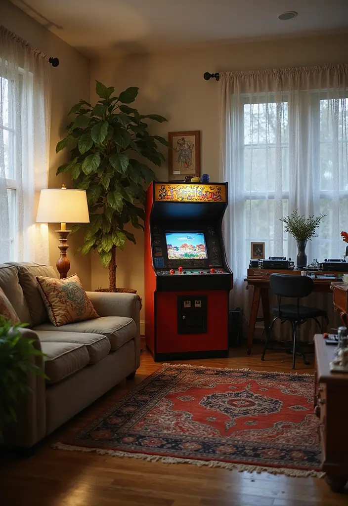 29 Retro Living Room Ideas That Bring Back Vintage Charm - 25. Vintage Video Games as Decor