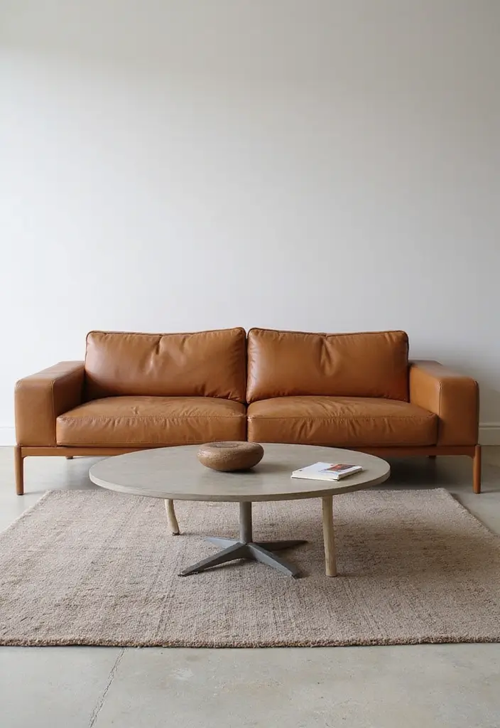 29 Tan Leather Sofa Living Room Ideas That Feel Elegant and Timeless - 1. The Classic Minimalist Look