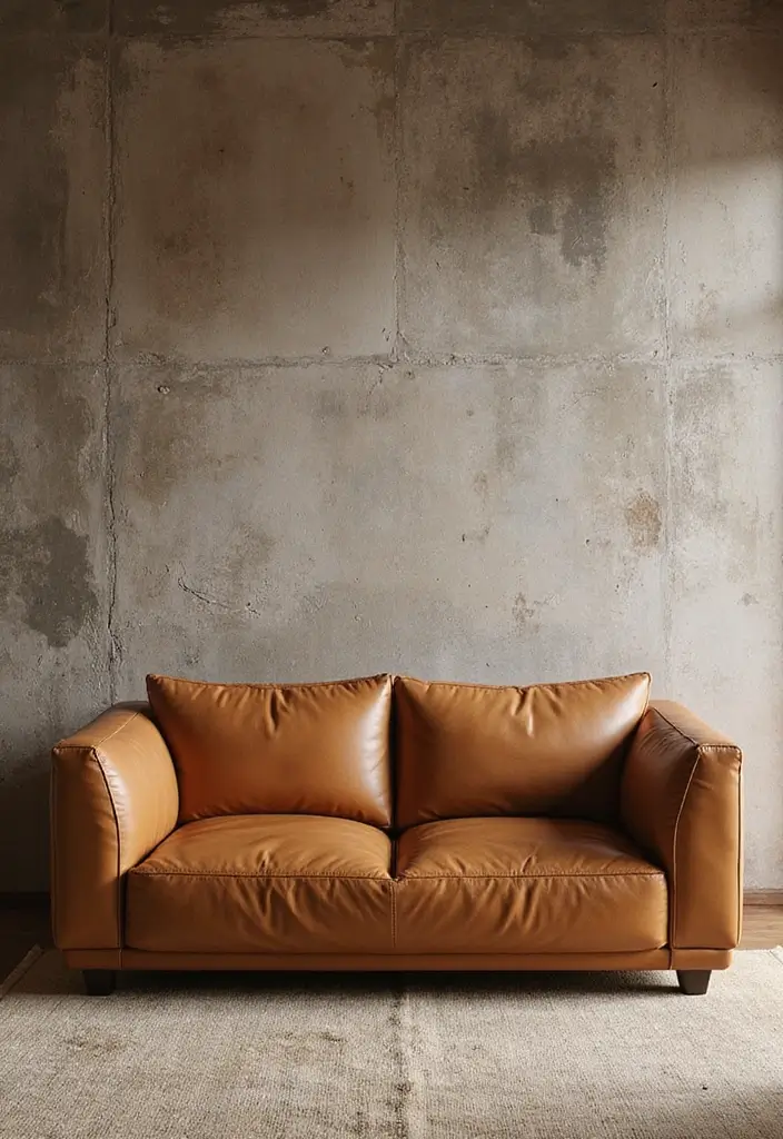 29 Tan Leather Sofa Living Room Ideas That Feel Elegant and Timeless - 14. Textured Wall Treatments