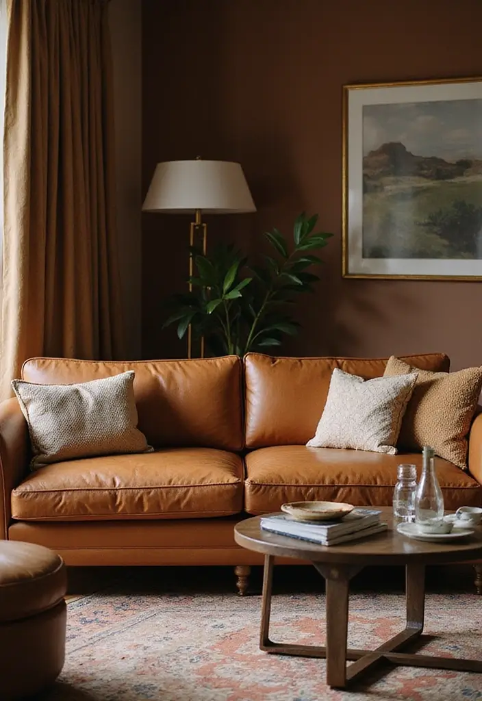 29 Tan Leather Sofa Living Room Ideas That Feel Elegant and Timeless - 22. Luxurious Fabrics
