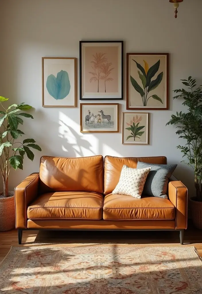 29 Tan Leather Sofa Living Room Ideas That Feel Elegant and Timeless - 26. Personalized Touches