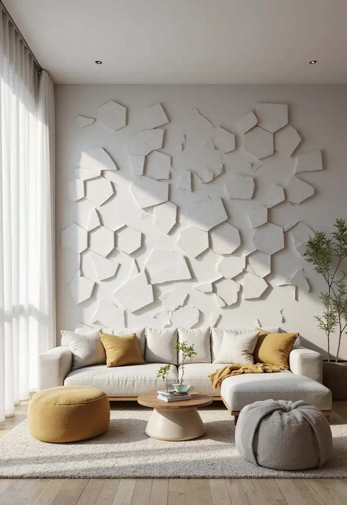29 Tiles on Wall Living Room Ideas That Add Texture and Personality - 13. Timeless Hexagon Tiles