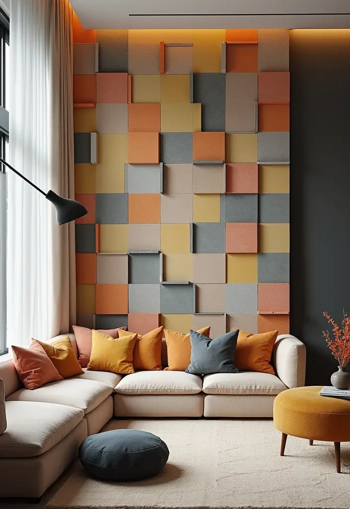 29 Tiles on Wall Living Room Ideas That Add Texture and Personality - 18. Geometric Tile Patterns
