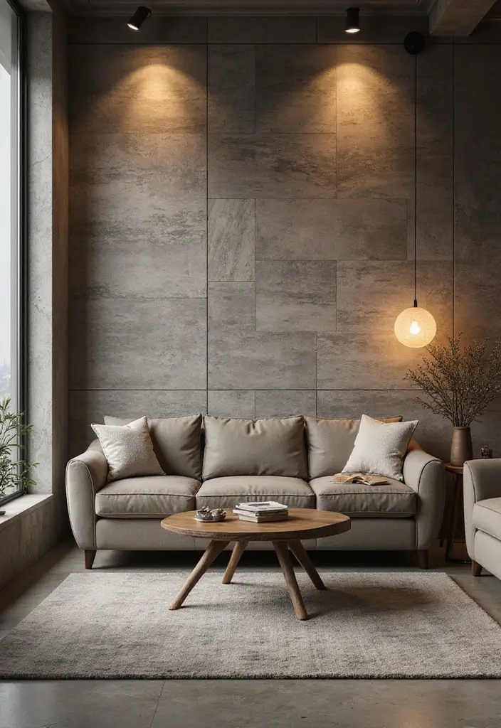 29 Tiles on Wall Living Room Ideas That Add Texture and Personality - 19. Textured Porcelain Tiles