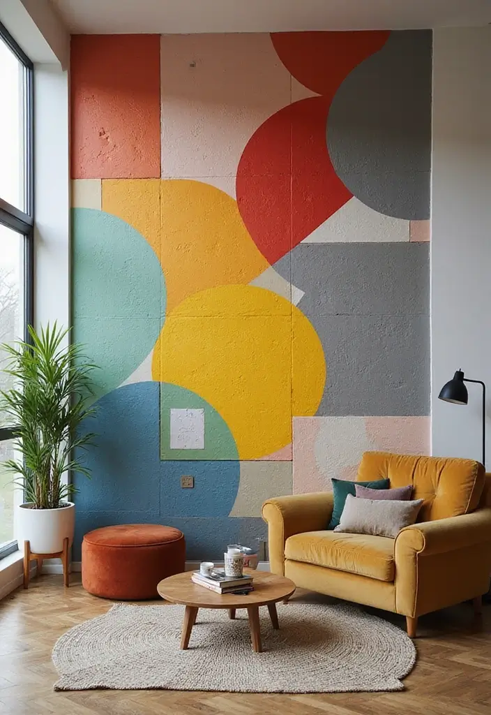 29 Tiles on Wall Living Room Ideas That Add Texture and Personality - 24. Color-Blocked Tiles