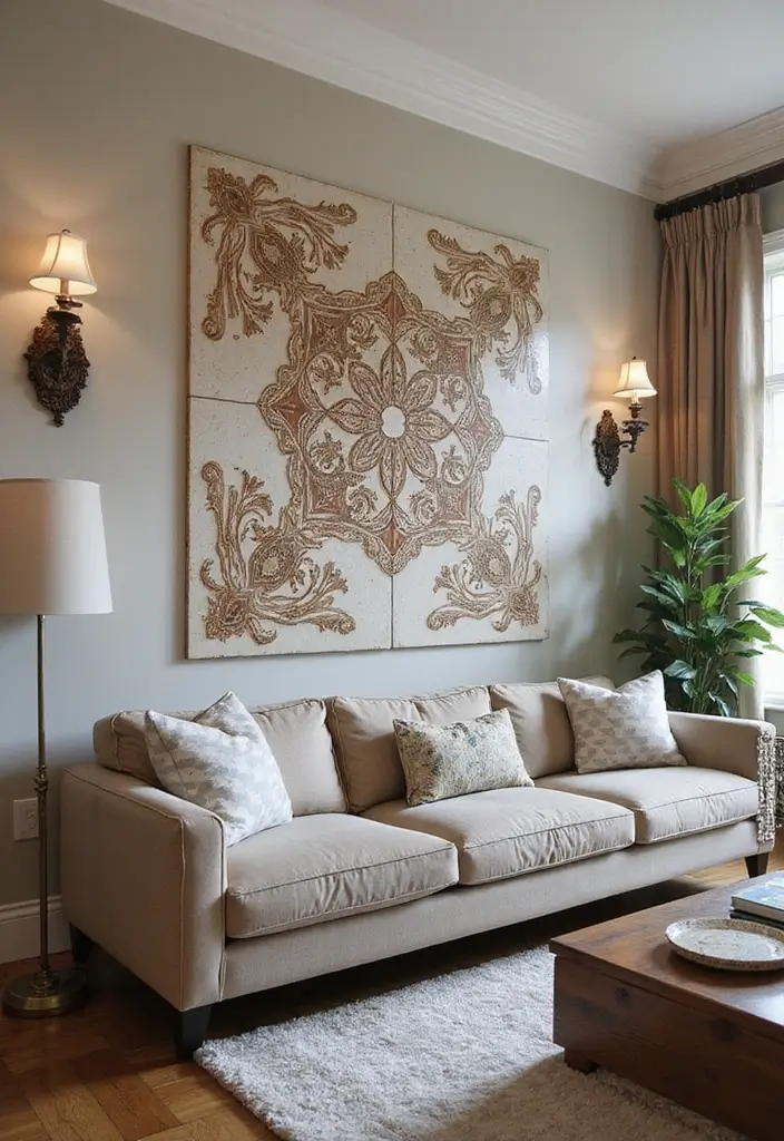 29 Tiles on Wall Living Room Ideas That Add Texture and Personality - 27. Custom Tile Installations