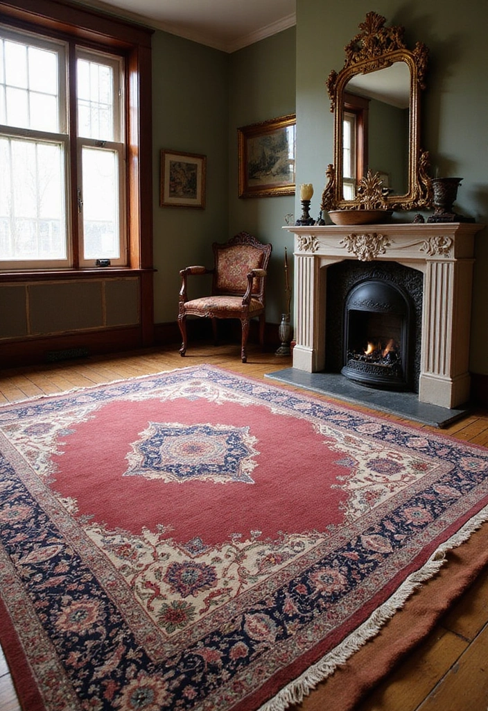 29 Victorian Living Room Bloxburg Ideas That Feel Grand and Elegant - 11. Layered Rugs