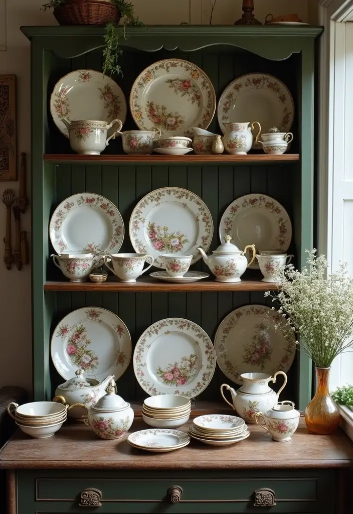 29 Victorian Living Room Bloxburg Ideas That Feel Grand and Elegant - 26. Vintage Dishes Display