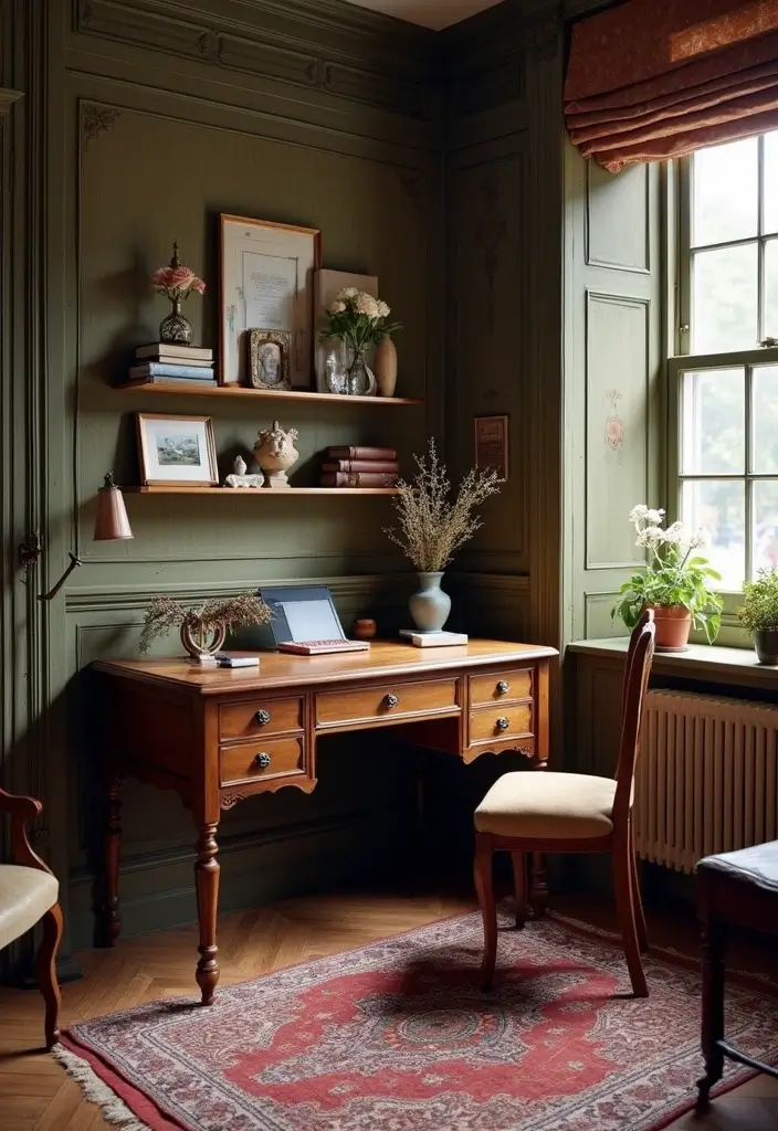 29 Victorian Living Room Bloxburg Ideas That Feel Grand and Elegant - 27. Elegant Office Nook